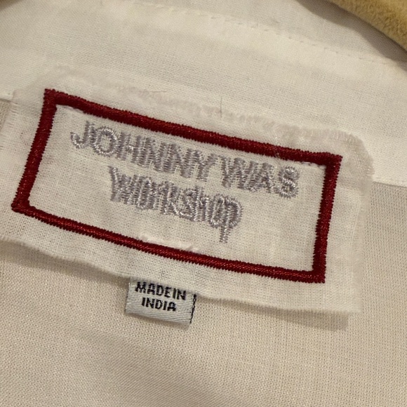 Johnny Was White Shirt with Blue Embroidery - Picture 10 of 14